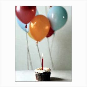 Birthday Cake With Balloons Canvas Print