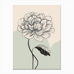 Dahlia Line Art Flowers Illustration Neutral 1 Canvas Print