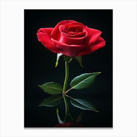 Red Rose On Black Background 46 Canvas Print