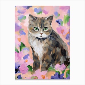 A Scottish Fold Blue Cat Painting, Impressionist Painting 4 Canvas Print