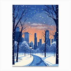 Winter Travel Night Illustration Chicago Usa 1 Canvas Print