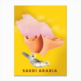 Saudi Arabia Travel Map Canvas Print