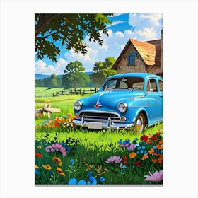 Old Car In The Garden Canvas Print