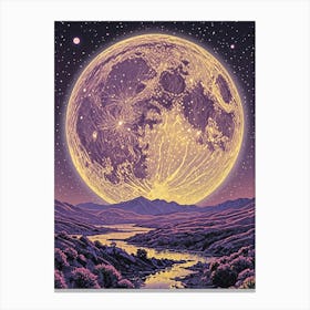 Purple Full Moon Canvas Print