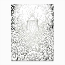 Line Art Inspired By The Last Judgment 4 Canvas Print