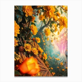 Fantasy Flowers In A Forest Canvas Print