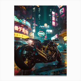 Motorcycle In A City 1 Canvas Print