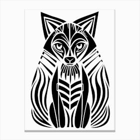 Linocut Fox Illustration 11  Canvas Print