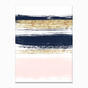 Gold, Blue and Pink Strokes Canvas Print