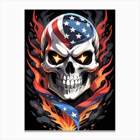 American Flag Floral Face Evil Death Skull (11) Canvas Print