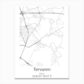 Tervuren,Belgium Minimalist Map Canvas Print