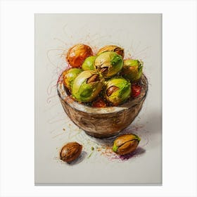 Pistachios In A Bowl 1 Canvas Print