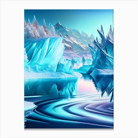 Frozen Landscapes With Icy Water Formations, Waterscape Holographic 2 Canvas Print