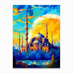 Blue Mosque Sultan Ahmed Mosque Pixel Art 11 Canvas Print