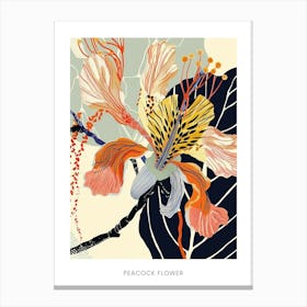 Colourful Flower Illustration Poster Peacock Flower 4 Canvas Print