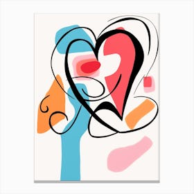Abstract Heart Line And Geometric Pattern Pastels Canvas Print