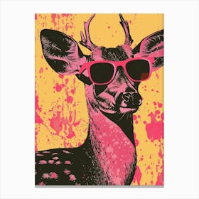 Deer In Pink Sunglasses Canvas Print