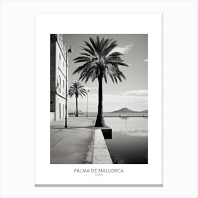 Poster Of Palma De Mallorca, Spain, Black And White Analogue Photography 1 Canvas Print