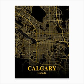 Calgary Gold City Map 1 Canvas Print