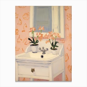 Bathroom Vanity Painting With A Freesia Bouquet 3 Canvas Print