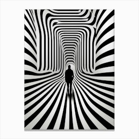 Black And White Striped Tunnel 1 Canvas Print