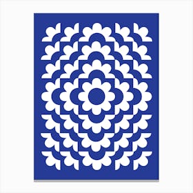 Midcentury Modern Abstract Geometric Flower Pattern Floral in French Blue 1 Canvas Print