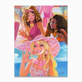 Gouache Illustration Hi Barbies Canvas Print