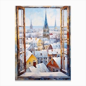 Winter Cityscape Tallinn Estonia Canvas Print