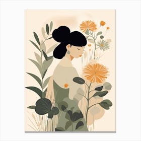 Bloom Body Woman Neutral Colours Boho Style 20 Canvas Print