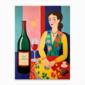 Woman With A Bottle Of Wine Canvas Print