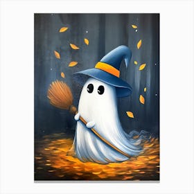 Ghost With Broom Canvas Print