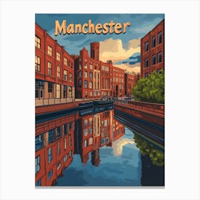 Aihrgdesign A Retro Travel Poster For Manchester Canvas Print