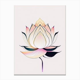Lotus Flower, Buddhist Symbol Abstract Line Drawing 6 Canvas Print