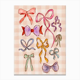 Watercolor Bows Canvas Print