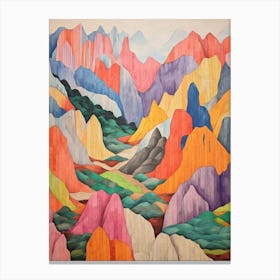 Mount Hua China 1 Colourful Mountain Illustration Canvas Print