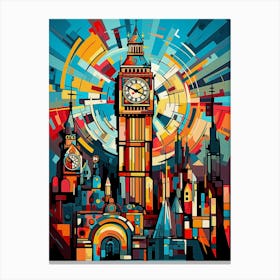 Big Ben Tower London II, Vibrant Abstract Modern Style Painting Canvas Print