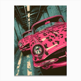 Pink Cars In A Tunnel 1 Canvas Print