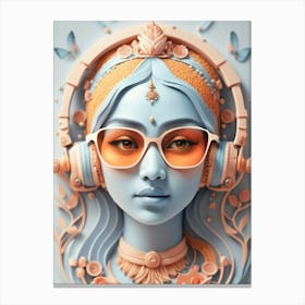 Woman With Headphones 37 Canvas Print