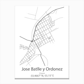 Jose Batlle Y Ordonez,Uruguay Minimalist Map Canvas Print