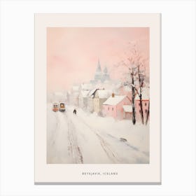 Dreamy Winter Painting Poster Reykjavik Iceland 2 Canvas Print