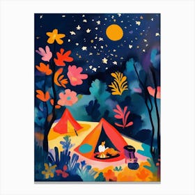 Camping At Night Canvas Print