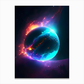 Planetary Nebula Neon Nights Space Canvas Print