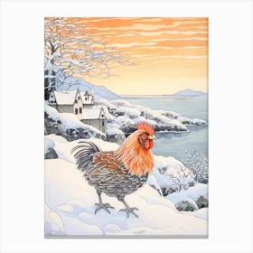 Winter Bird Painting Chicken 5 Canvas Print