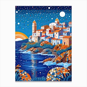 San Vito Lo Capo, Italy, Illustration In The Style Of Pop Art 2 Canvas Print