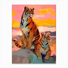Tigers At Sunset Canvas Print