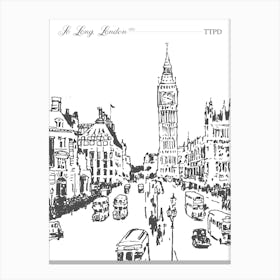 So Long, London Music Poster Black & White Canvas Print