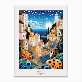 Poster Of Tropea, Italy, Illustration In The Style Of Pop Art 3 Canvas Print