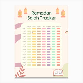 Yellow And Cream Simple Minimalist Ramadan Salah Tracker Flyer Canvas Print