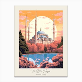 The Blue Mosque   Istanbul, Turkey   Cute Botanical Illustration Travel 1 Poster Canvas Print