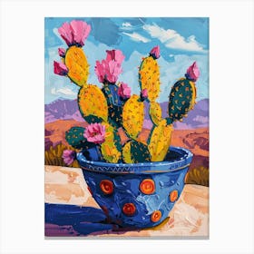 Cactus In Blue Bowl Canvas Print